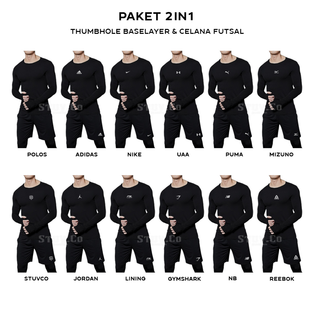 PAKET 2IN1 MANSET BASELAYER PANJANG JARI DAN CELANA FUTSAL UNISEX