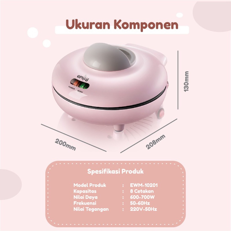 Emily Mini Pancake &amp; Waffle Maker Electric Pancake Waffle Maker Alat Masak Pancake Elektrik