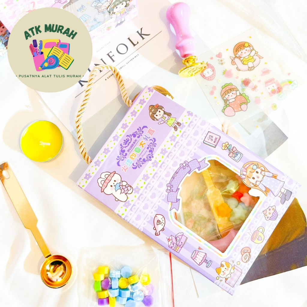 

PAKET DIY seal wax +stiker LWX-737 LUCU KOMPLIT LILIN PENCETAK STEMPEL TERMURAH