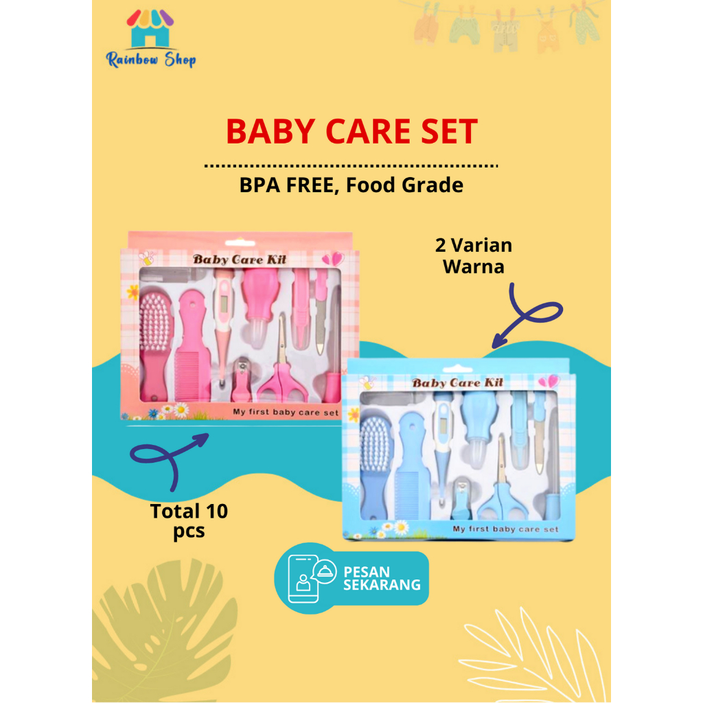 Rainbow BISA COD Baby Care Set 10 in 1 Sisir Bayi Set Gunting Kuku Bayi Kado Lahiran Grooming Gift S