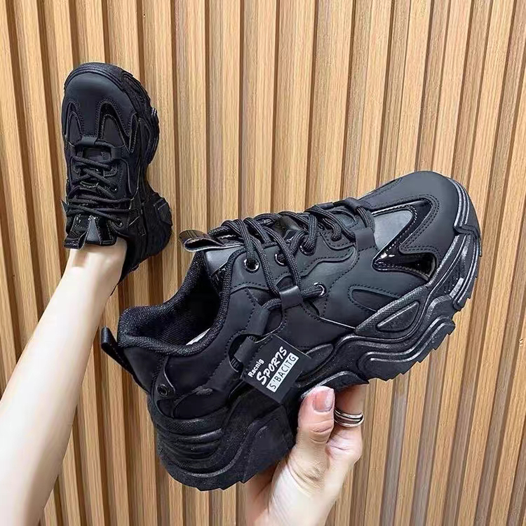 COD POS 473 Sepatu Sneakers Tali Olahraga Jogging Wanita Seoatu Full Black