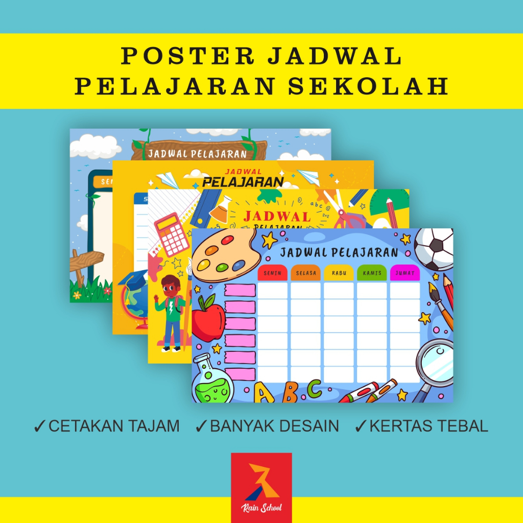 

Poster Jadwal Pelajaran A3+ Mudah Ditulis