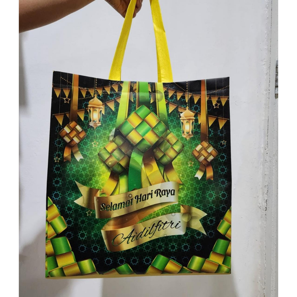 Tas Lebaran Hampers Tapak Bawah / Goodie Bag Idul Fitri Laminasi Bahan Tebal Ukuran 38×35 Tas Santun Tas Laminasi Goodie Bag Lebaran Laminasi