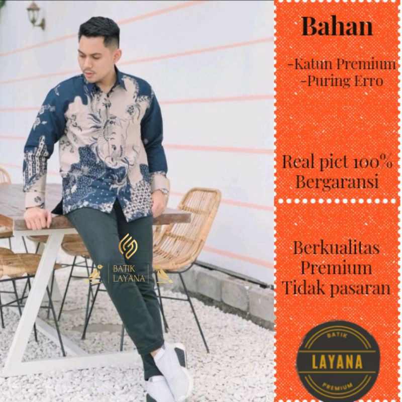 Kemeja Batik Layana Motif Dewaruci Slimfit Premium Katun Halus Mordern Baju Formal Nonformal Baju Keluarga Lebaran Pakaiankulo