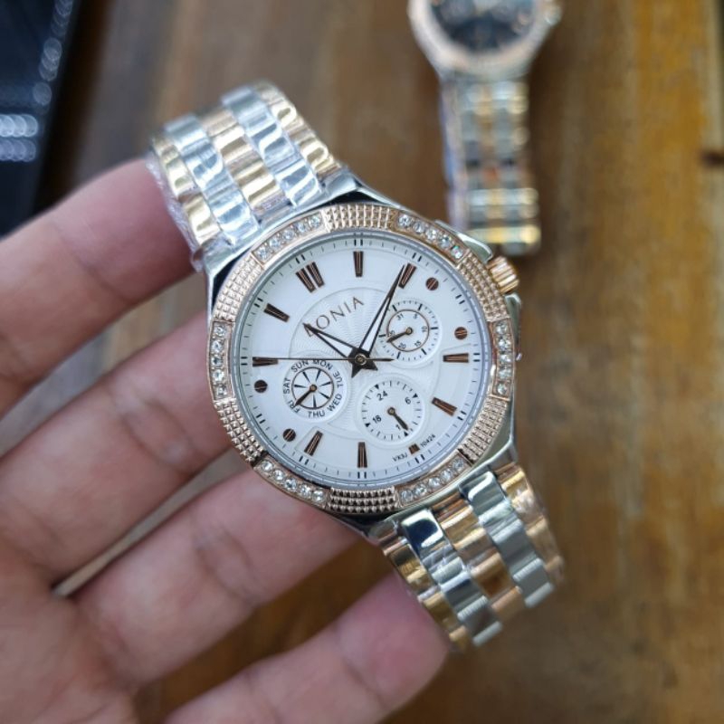JAM TANGAN BONIA WANITA 10424 SILVER COMBI ORI BM