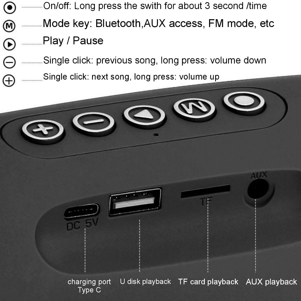 Speaker Bluetooth ERRLY RM-S572 Portable Wireless Speker S572 LIGHT LED RGB