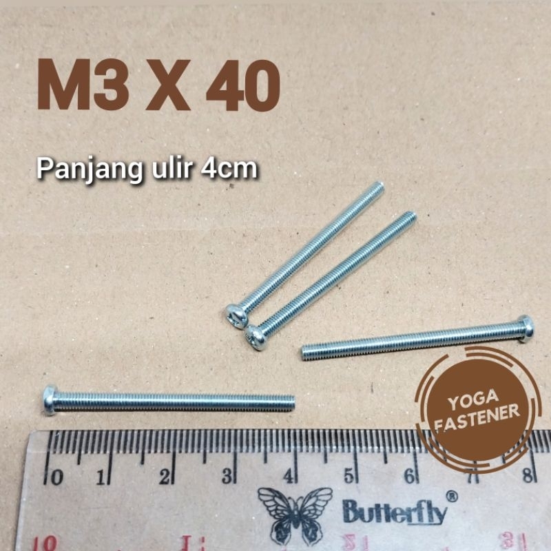 100 pcs baut M3x40 kepala bulat baut elektronika