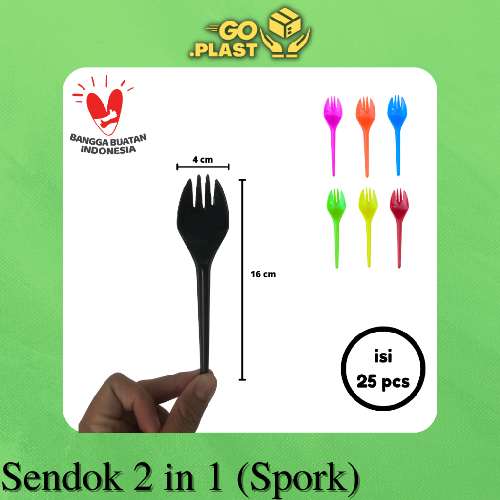 SENDOK GARPU 2IN 1/ SENDOK GARPU PLASTIK 2 IN 1 / SENDOK SPORK (25PCS)