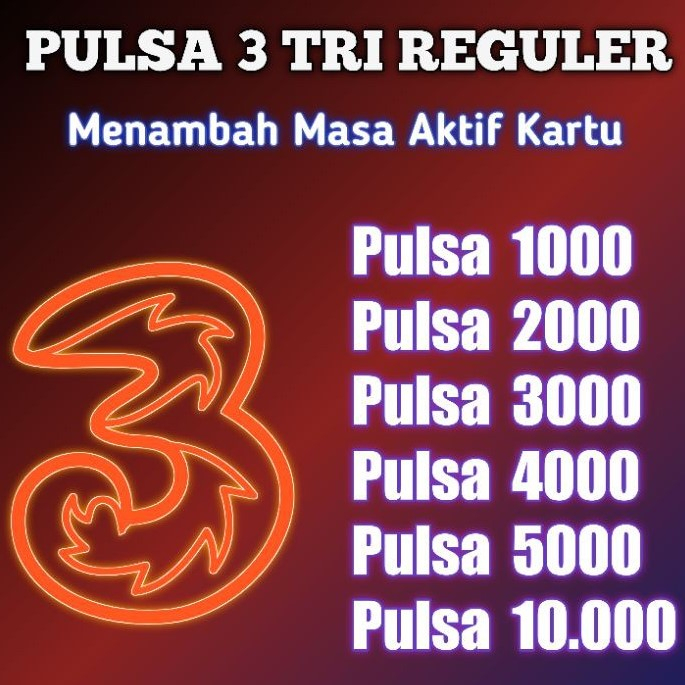 PULSA 3 TRI THREE NOMINAL 1000 TAMBAH MASA AKTIF KARTU