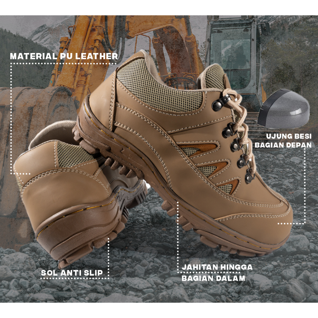 Robweld Sepatu Pria Safety Boots Ujung Besi Low Pendek Kerja Proyek Outdoor Lapangan HY-CR Size 39 - 44