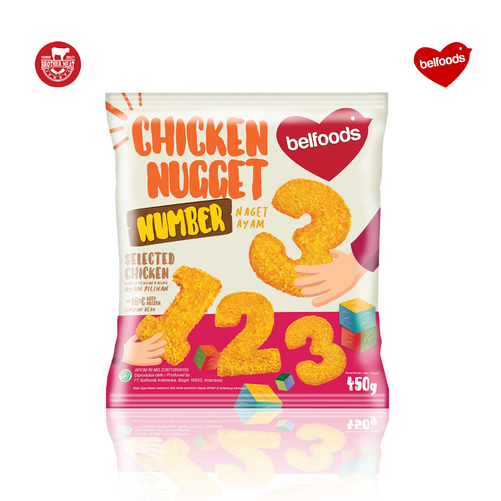 Belfoods Favorite Chicken Nugget Number 450gr, Daging Ayam Olahan Halal