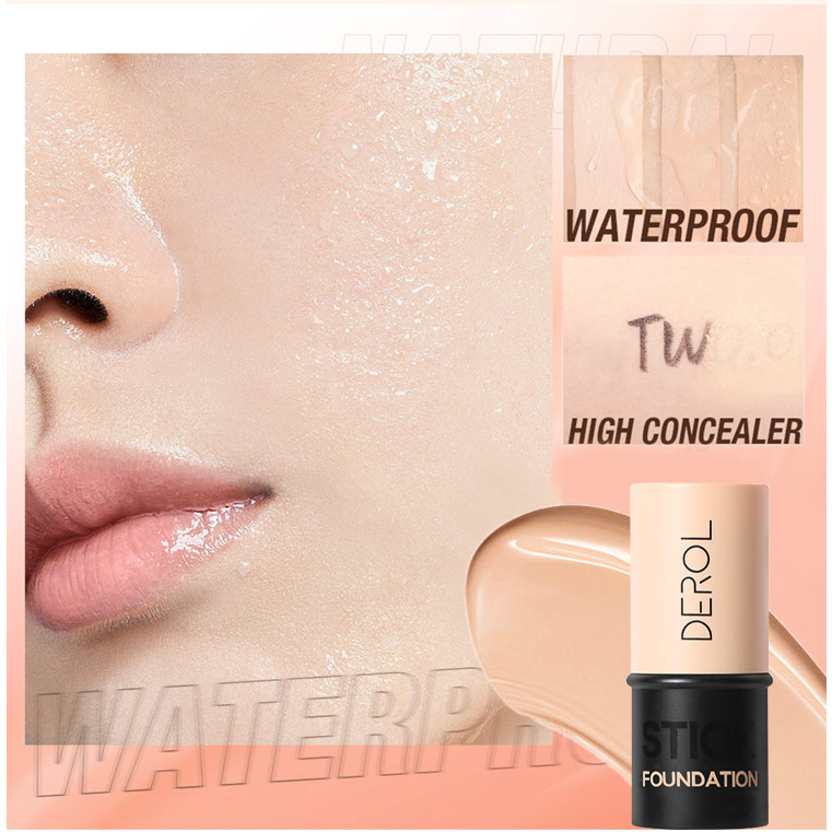 Derol 2 in 1 Foundation And Concealer Stick Full Coverage Contour Face Concealer Base Waterproof