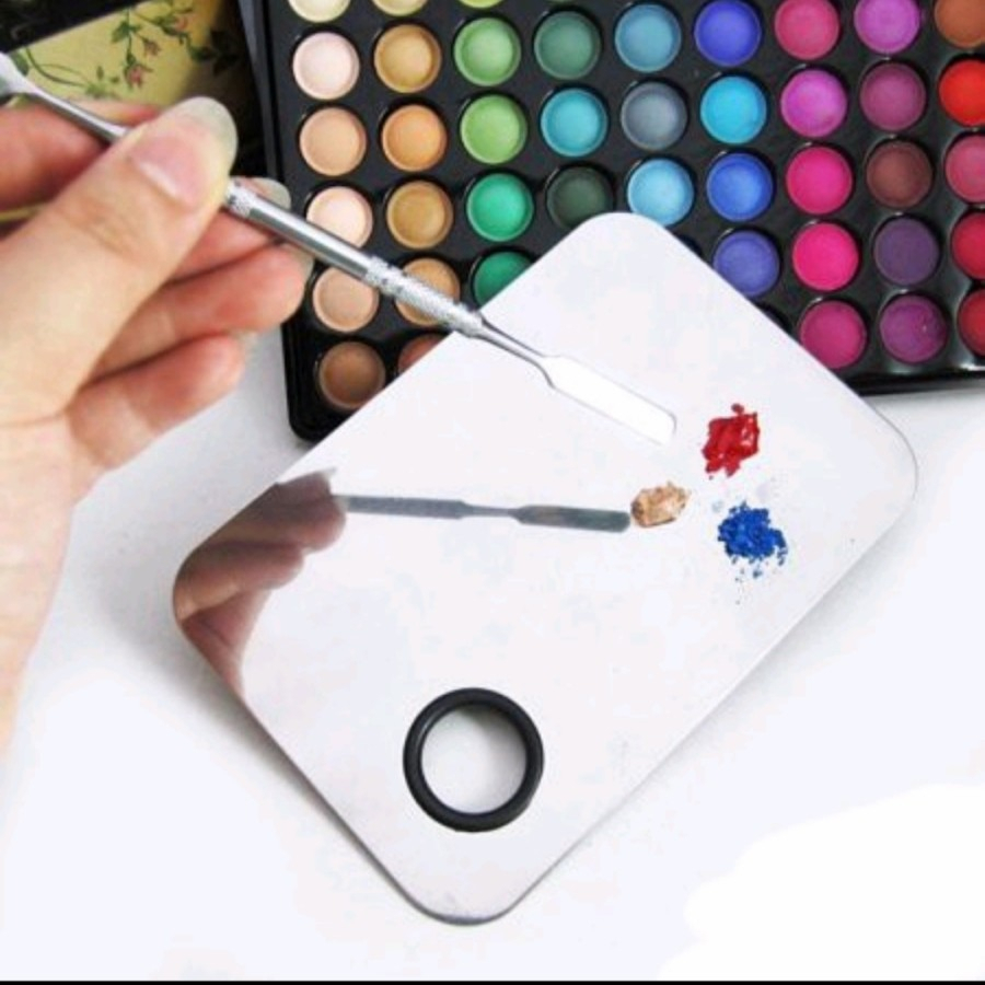 Mixing Palette satu set dengan spatula stainlis /wadah pencampur makeup/spatula makeup  Alat Makeup Mix 150x100mm