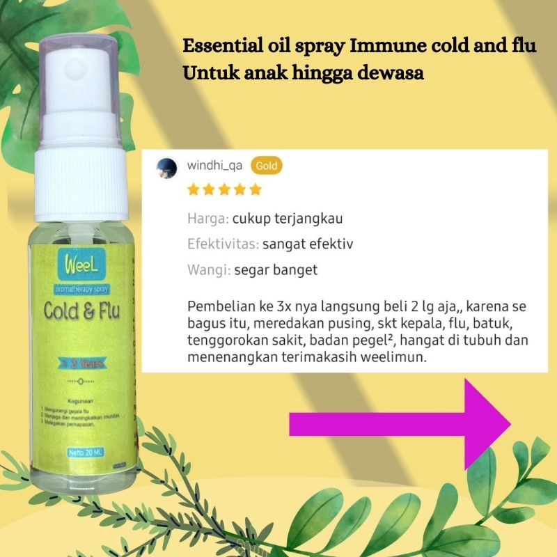 essential oil Weel  cold and flu meredakan flu, batuk,pilek,masuk angin dapat digunakan untuk anak anak hingga dewasa , Essential Oil Cough and Flu