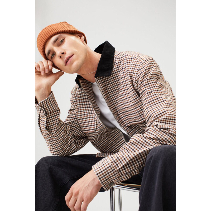 Jaket Flannel Zipper H M Best seller