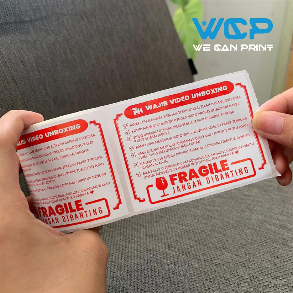 

bib Label Sticker FRAGILE 80x60 Wajib Video Unboxing Stiker Jangan Dibanting 80 x 60 mm