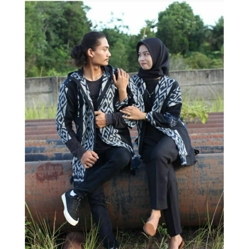COUPLE SERIES WARNA HITAM BAJU PASANGAN HOODIE ETNIK