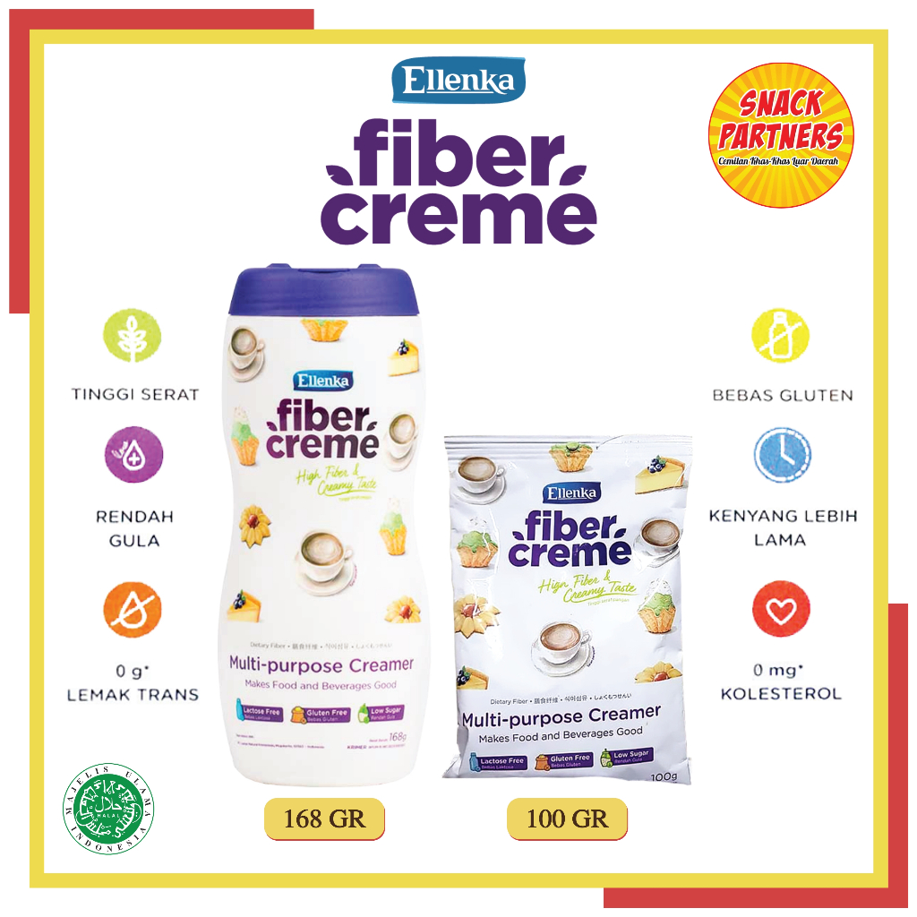 

ELLENKA FIBER CREME Sachet 100 GR / Botol 168 GR - Krimer Bubuk / Non Dairy Creamer Cream Pengganti Santan