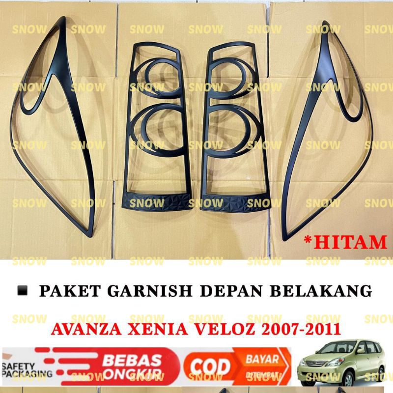 Paket Garnish Depan Belakang Cover Avanza Xenia Veloz VVTI 2007 2008 2009 2010 2011 Hitam Chrome Carbon