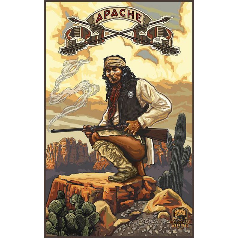 Poster Cetak Hiasan Dinding Jumbo Gambar Apache Ukuran 100x70 Cm, Dekorasi Ruang Tamu Kamar Tidur BU
