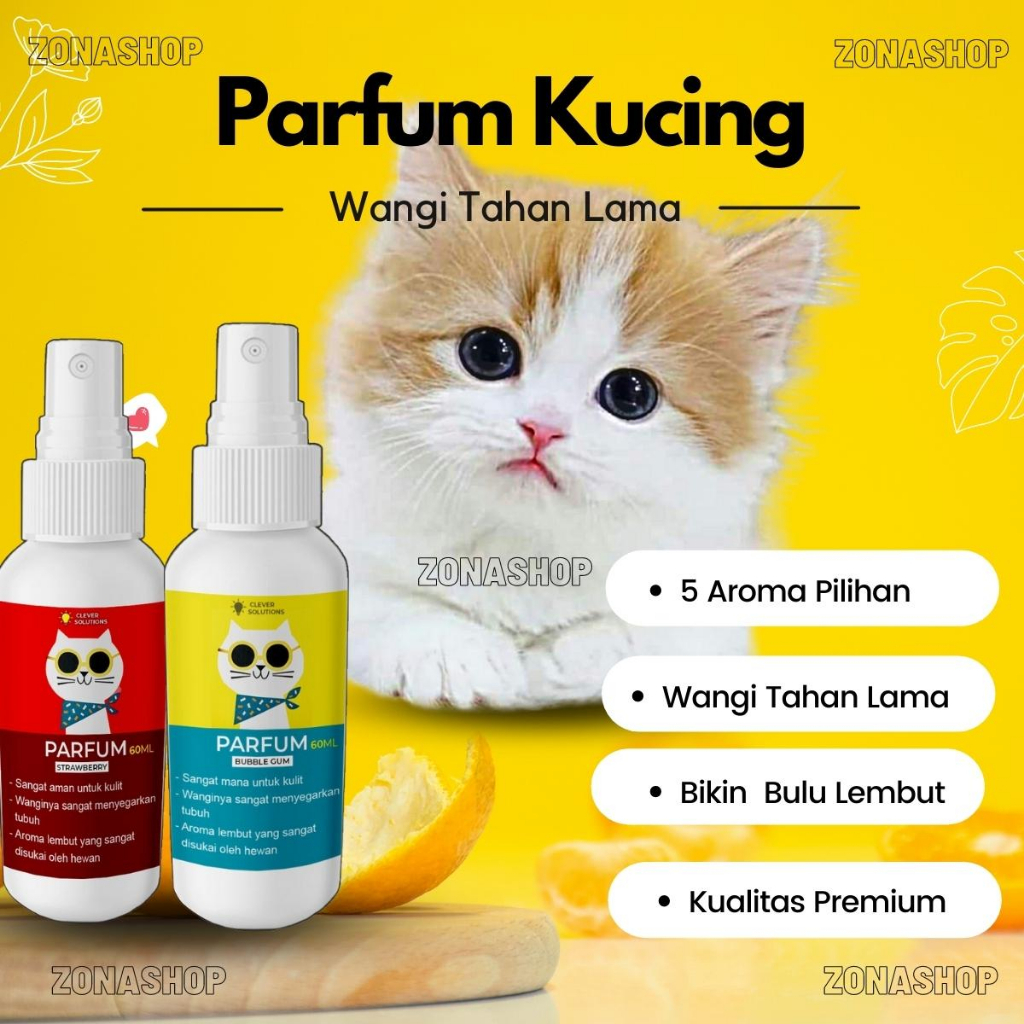 Parfum Kucing Kelinci Hamster Anabul 60ml Wangi Tahan Lama 60ml Bulu Lembut Botol Spray Parfume Kucing Kelinci Aroma Bubblegum Vanilla Jasmine Cherry Strawberry  Pengharum Kucing