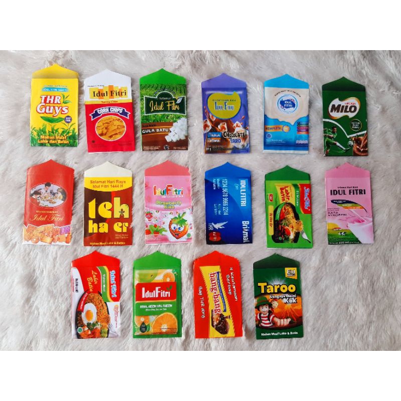 

amplop lebaran motif Snack ukuran medium isi 10