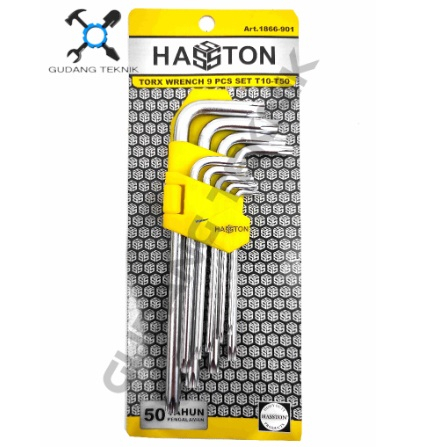 Kunci L Bintang PANJANG Set 9pcs 18cm 23cm 1866-901 HASSTON PROHEX / Torx Wrench Kunci L Set Bintang 9 pcs 1866 902 HASSTON