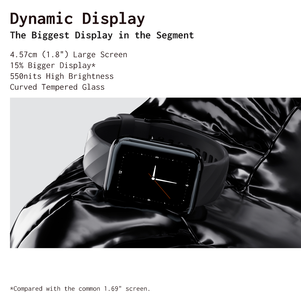 DIZO by realme techlife Watch D 1.8 inch Dynamic display with 550nits brightness (by realme techLife)