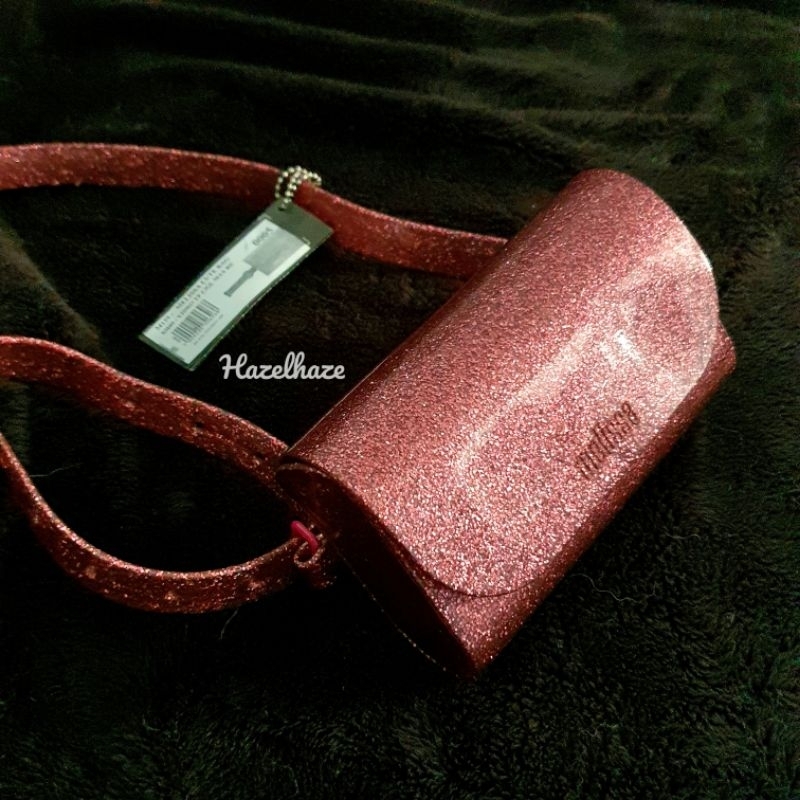 Melissa Cute Pink Glitter Belt Bag Zaxy Shoulder sling bag ORIGINAL black tas wanita jelly