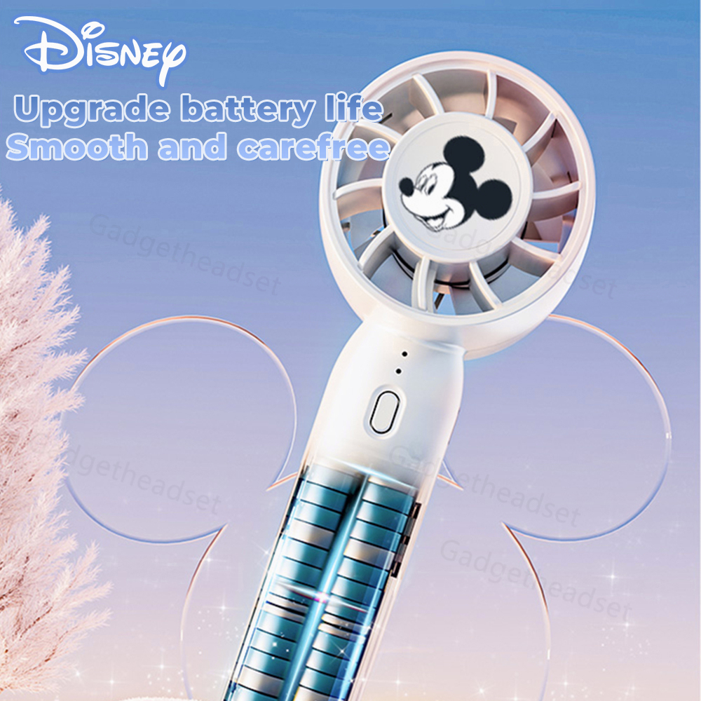 100% Disney Kipas Angin Mini Portabel Fan 3-Speed Angin Dukungan dasar yang dapat dilepas ponsel Kipas genggam USB