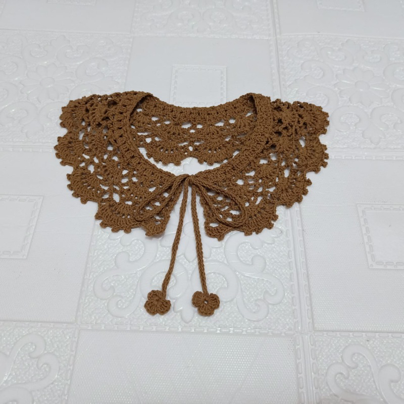 COLLAR CROCHET , KERAH RAJUT , SYAL LEHER RAJUT , RENDA RAJUT , KERAH RENDA ,  KERAH KOREA PALSU - KERAH JILBAB - KERAH LEBARAN - BORDIR KERAH RAJUT - Kerah Instan Impor, fake collar , kolar kucing - collar rajut murah - wing collar - ruffle collar