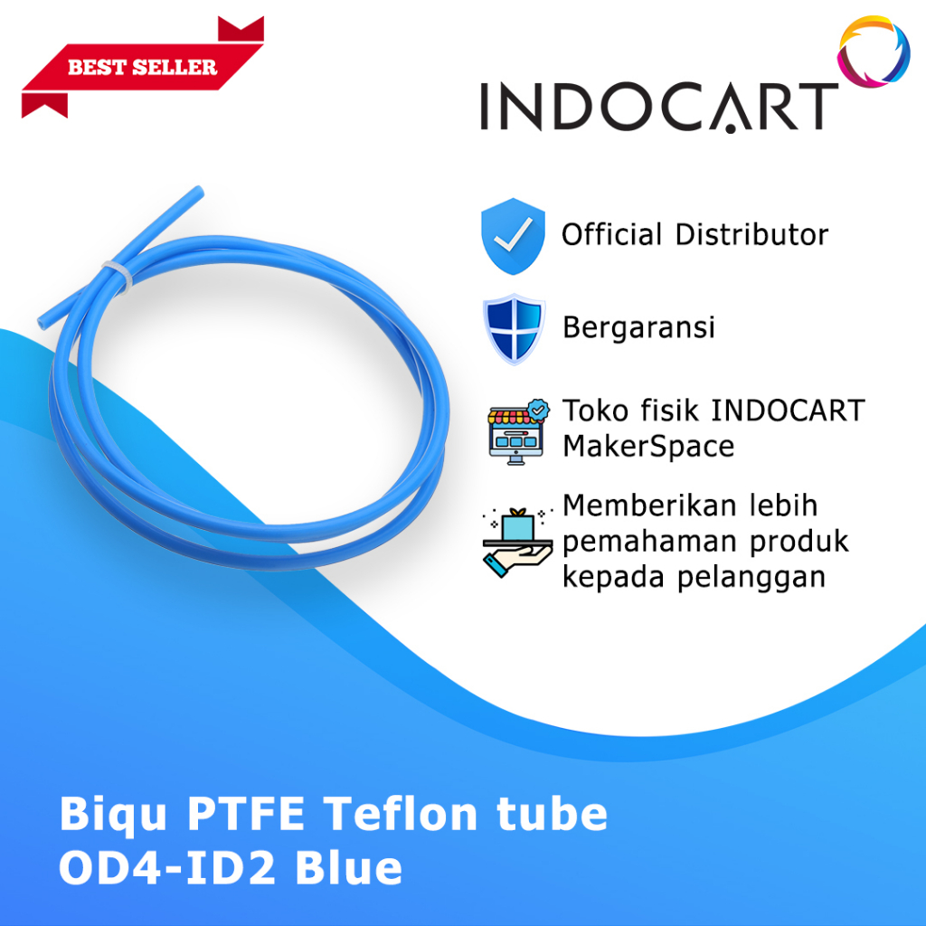 INDOCART 3D Printer Parts Biqu PTFE Teflon Tube OD4-ID2 Blue