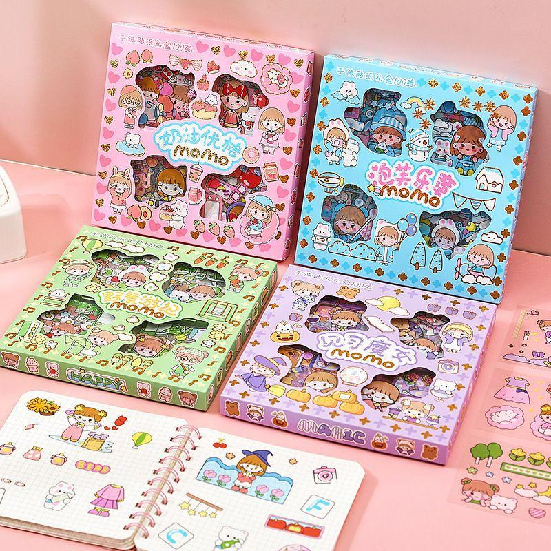 Stiker  MOMO Motif Kartun Korea Lucu Anti Air Dekorasi Handbook Scrapbook