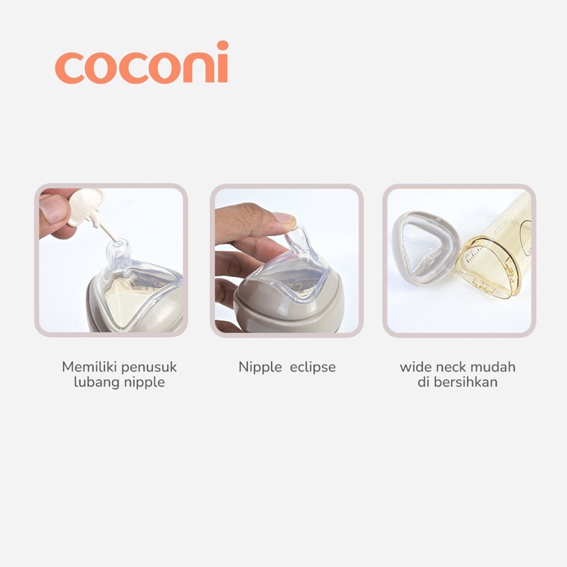 Coconi Triangle Feeding Bottle PPSU 150/240ML / Botol Susu Anak PPSU Coconi