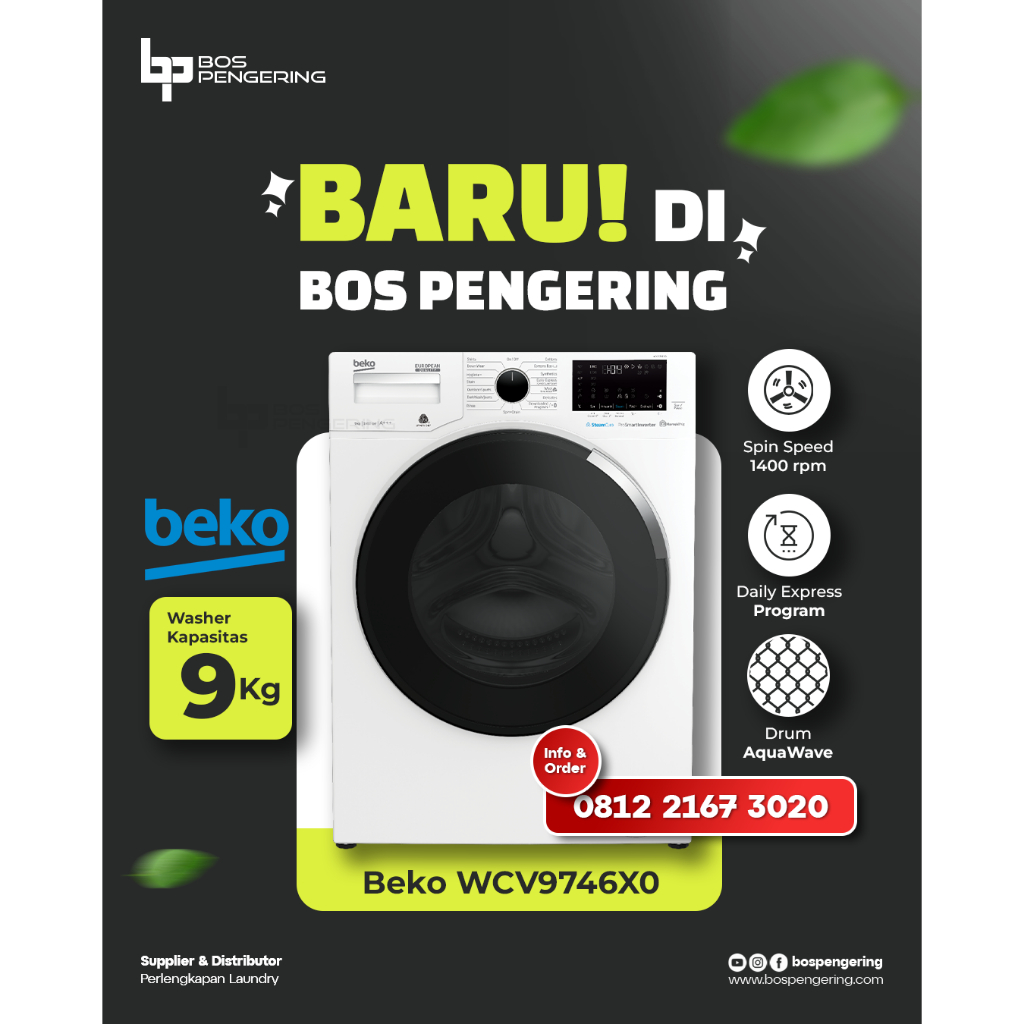 Mesin Cuci Beko 9Kg Washer Beko 9 Kg Mesin Laundry Beko WCV9746X0