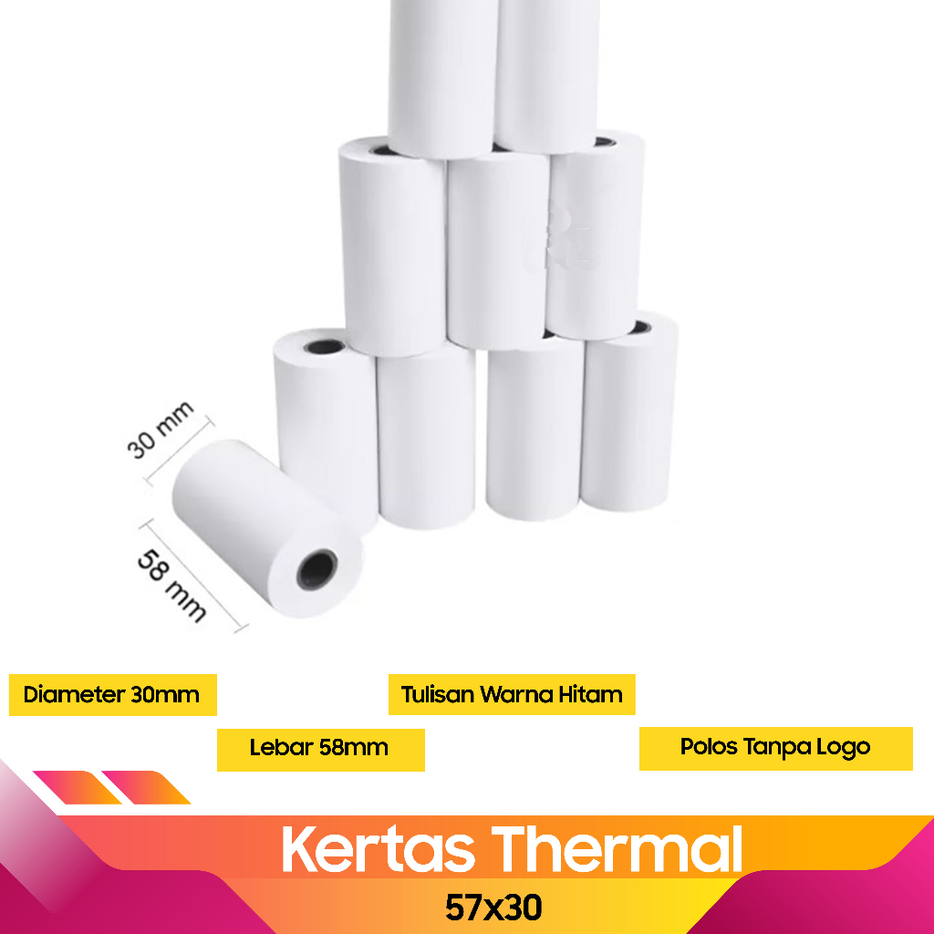 

KERTAS PRINTER THERMAL 58mm 57x30 - KERTAS STRUK MOBILE PRINTER