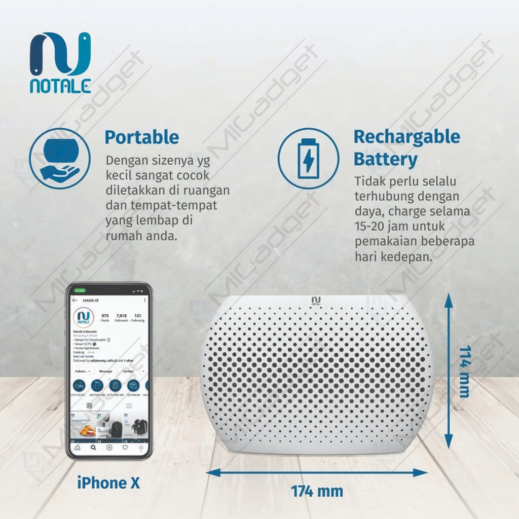 Notale Mini Dehumidifier Air Dryer Serap Kelembapan Dry Humidifier