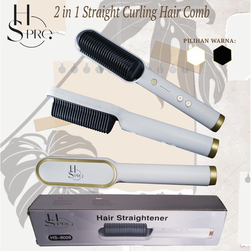 Catok Sisir Pelurus Rambut Hair Straightener Curler 2 in 1 catokan sisir listrik HS-8026