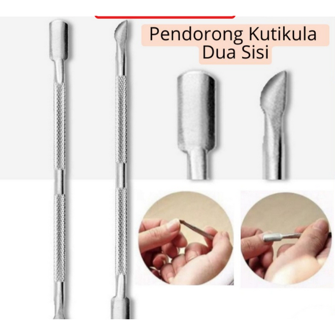 A373 STAINLESS ALAT PENDORONG KUTIKULA curticle cuticle pusher steel nail remover pusher manicure alat pedicure meni pedi salon kecantikan perawatan tangan kaki kuku