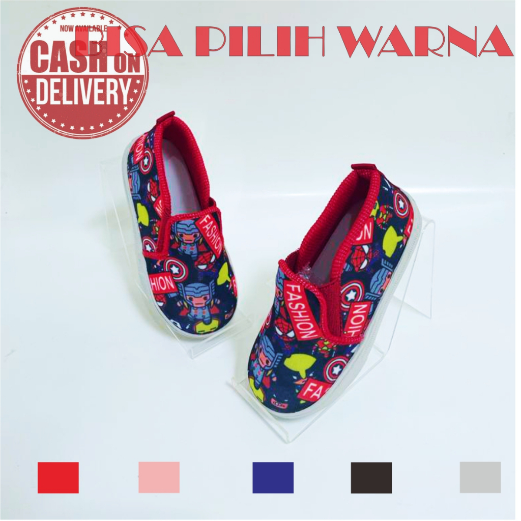 Sepatu marvel anak/sepatu anak superhero/sepatu anak model terbaru/slip on bisa cod 1-7 thn