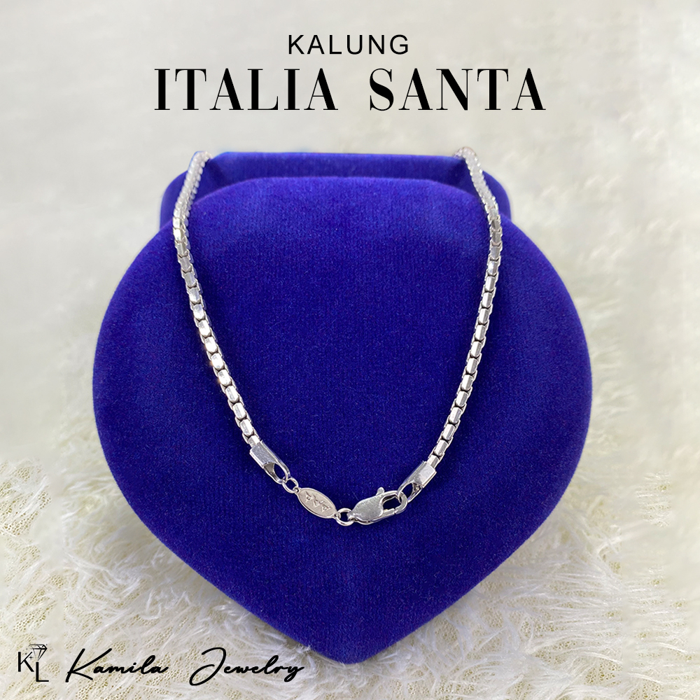 kalung perak pria asli - kalung perak asli 925 lapis mas putih