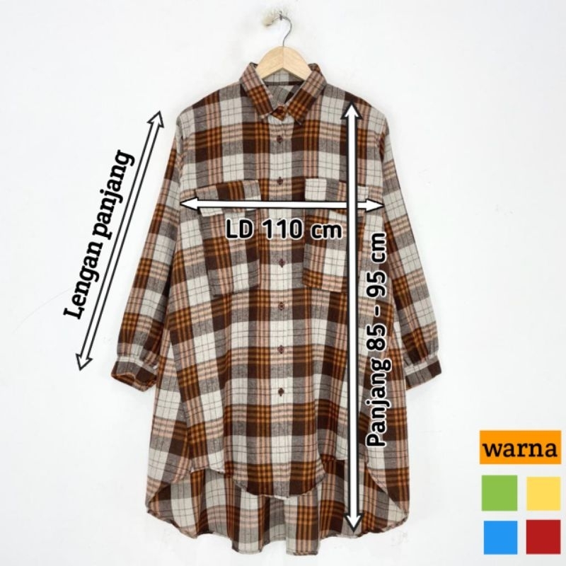 fazza tunik motif kotak bahan flanel / tunik kotak kotak / tunik