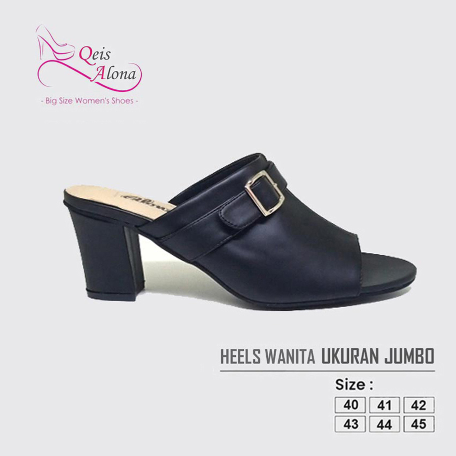 Sandal Heels Wanita (Big Size 40-45 Kaki Jumbo) Sendal Selop Hak 7cm Ibu2 Pesta Formal Cewe Modis