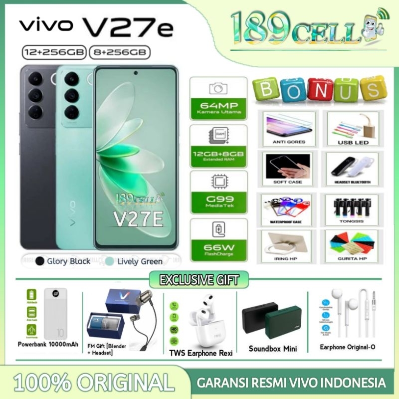 VIVO V27E 12/256 - VIVO V27E 8/256 | VIVO V27 E V 27E | Y36 4G 8/256 GARANSI RESMI VIVO