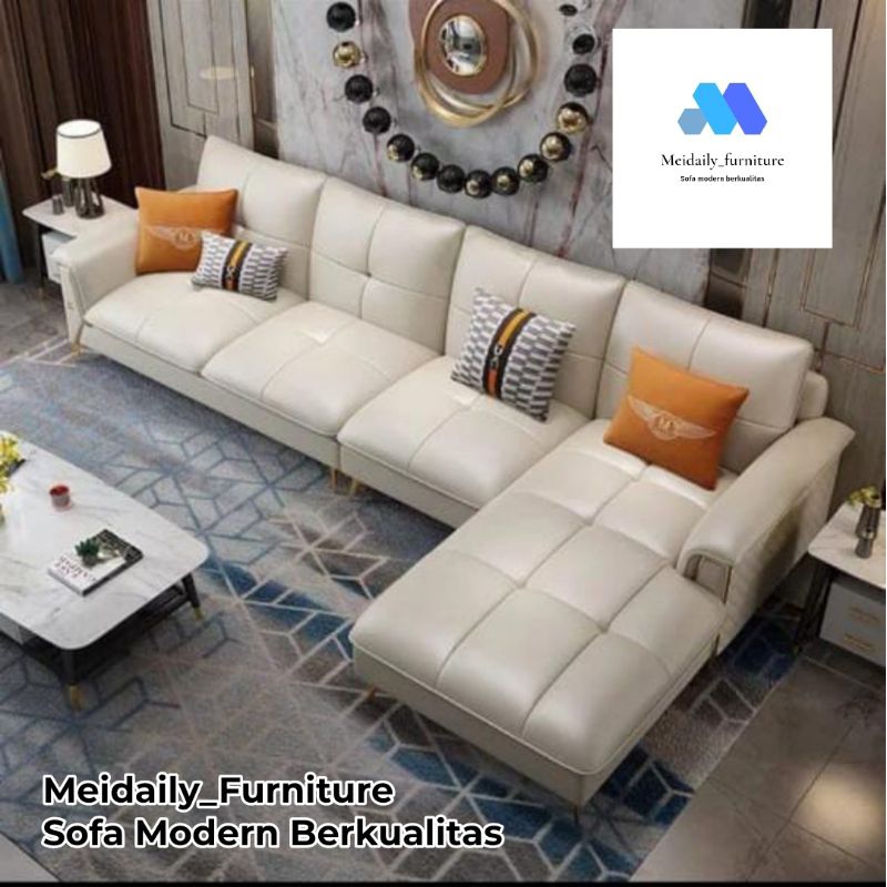 Sofa Kulit Letter L Sofa Minimalis Sofa Ruang Tamu Minimalis Sofa Santai Keluarga