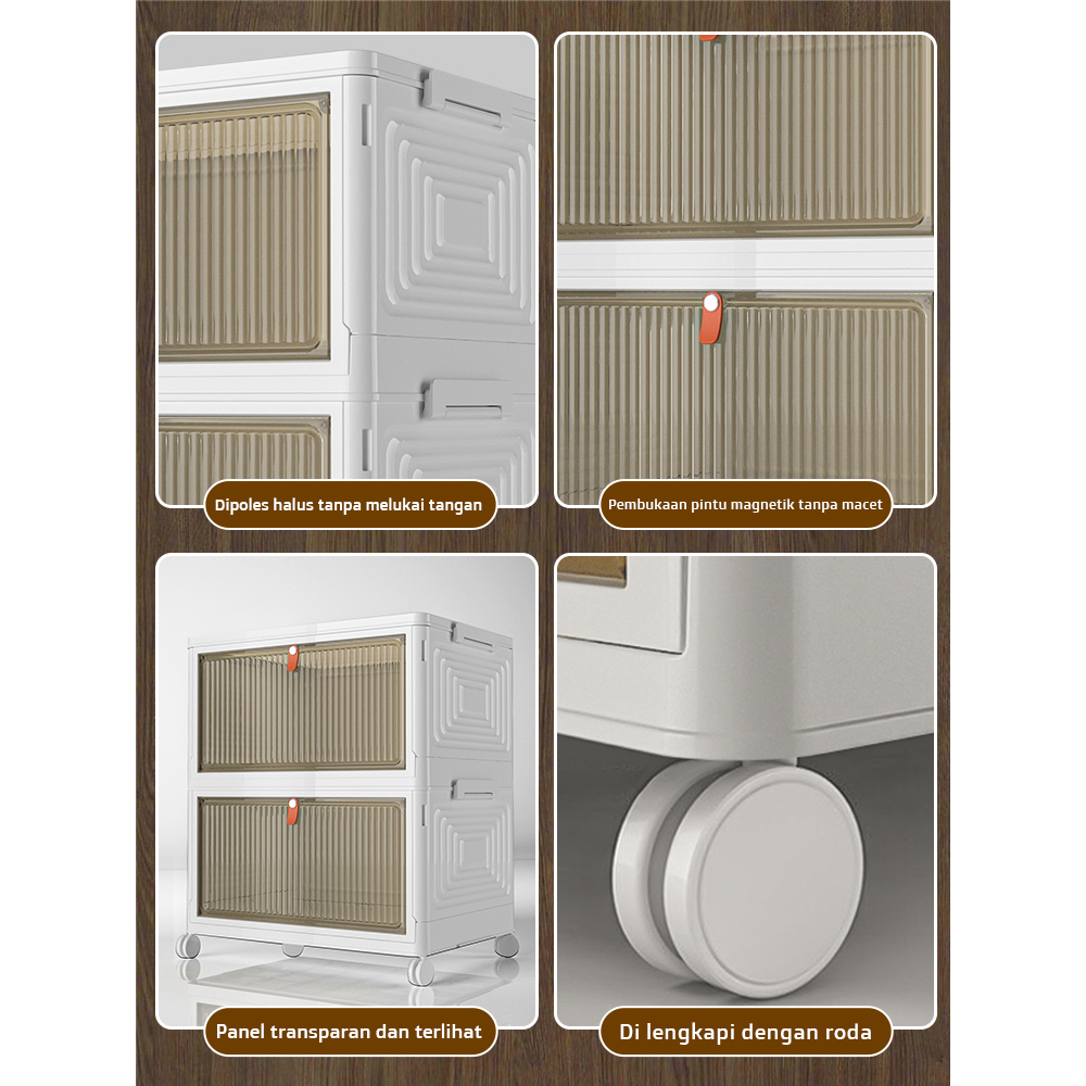 Lemari Lipat Untuk Baju Buku Dan Sepatu Magnetik Multifungsi 4 Susun