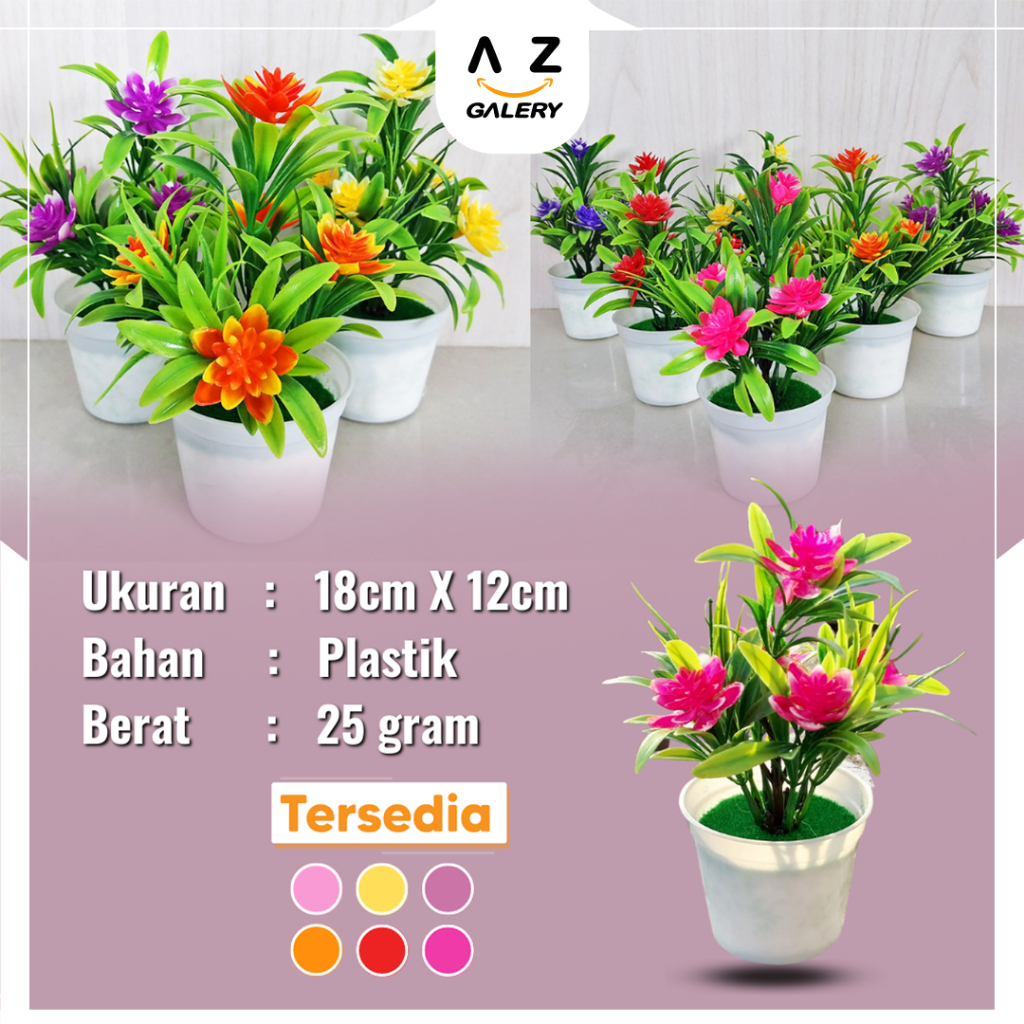 Azgalery COD PBP15 Bunga Hias Tanaman Bonsai Artificial Bunga Palsu Hiasan Dekorasi Pot bunga lotus