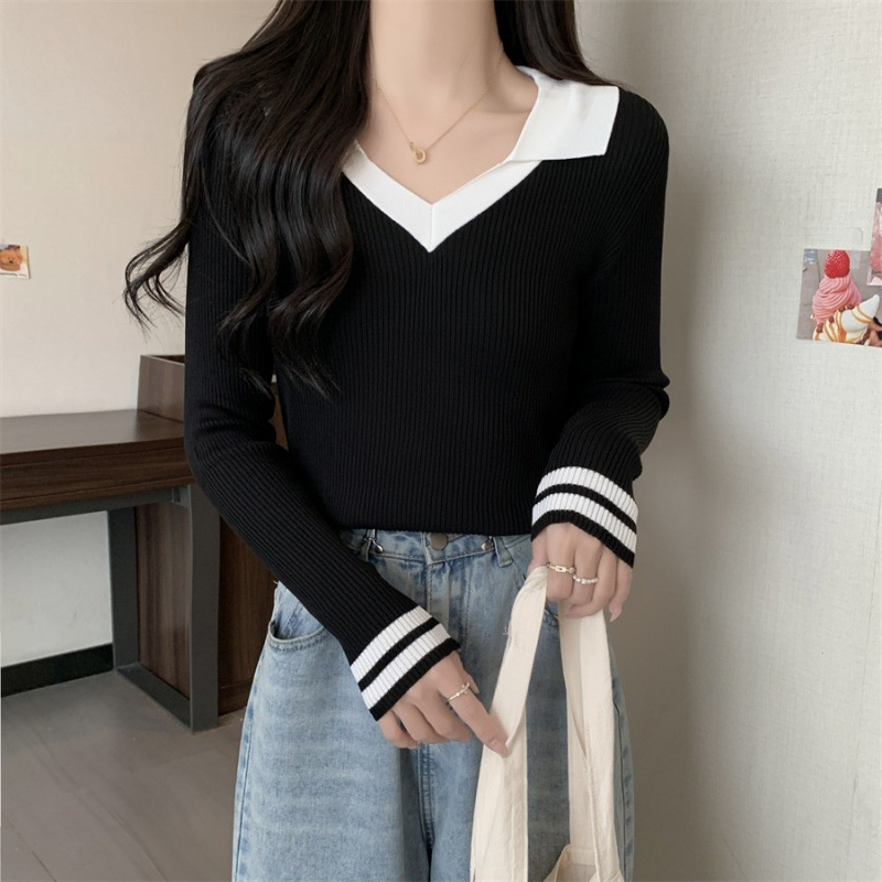 【 Bra Mall 】BJ-043 Atasan Wanita Import Kerah Polo Rajut Premium Korean Style Lengan Panjang | Kaos Rajut Polo Vneck Korean Style Kekinian