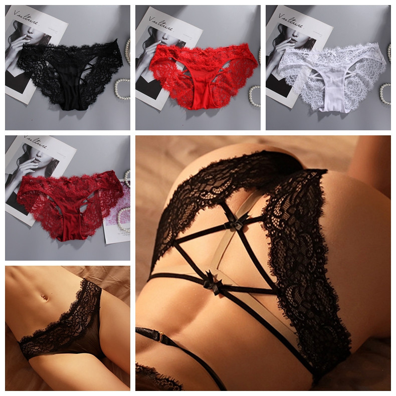 Celana Dalam Wanita Sexy transparan Renda lembut Desain hollow out Sexy Panties C032