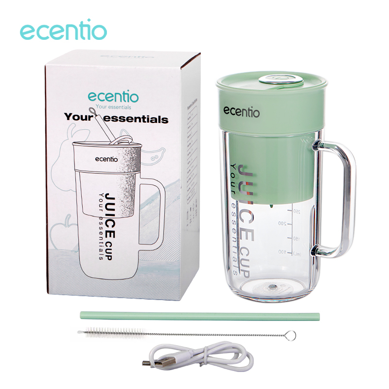 ecentio juicer portable 8 Pisau Blender kaca 330ml mini Juicer Cup Jus USB Free silicone straw